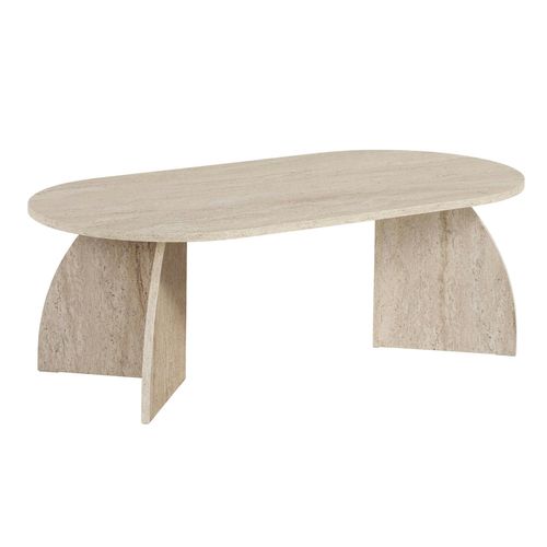 Table Basse Ovale Effet Travertin Pieds Courbes Marfa