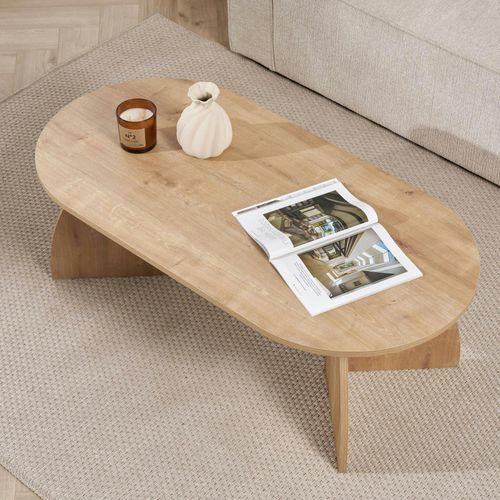 Table Basse Ovale Effet Bois De Chêne, Pieds Courbes Marfa