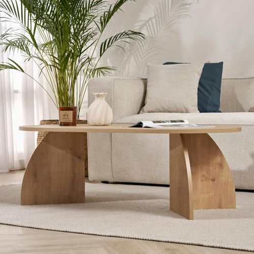 Table Basse Ovale Effet Bois De Chêne, Pieds Courbes Marfa