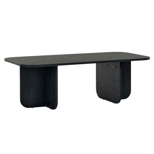 Table Basse Rectangulaire Effet Bois Noir Bords Ronds Marfa