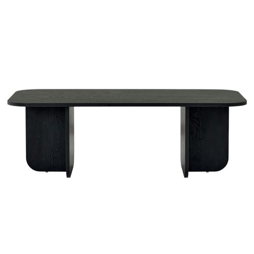 Table Basse Rectangulaire Effet Bois Noir Bords Ronds Marfa