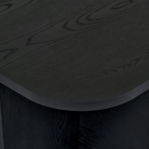 Table Basse Rectangulaire Effet Bois Noir Bords Ronds Marfa