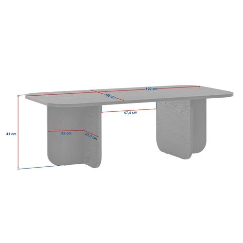 Table Basse Rectangulaire Effet Bois Noir Bords Ronds Marfa
