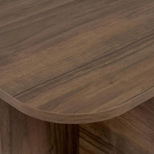 Table Basse Rectangulaire Effet Noyer Bords Ronds Marfa