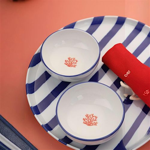 Bol à Sauce Motif Corail En Porcelaine (lot De 4) Elda
