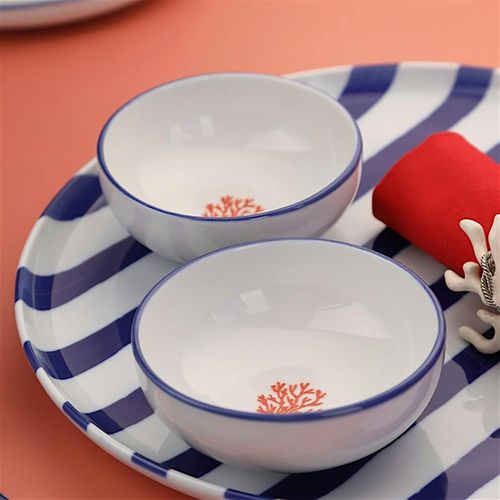 Bol à Sauce Motif Corail En Porcelaine (lot De 4) Elda