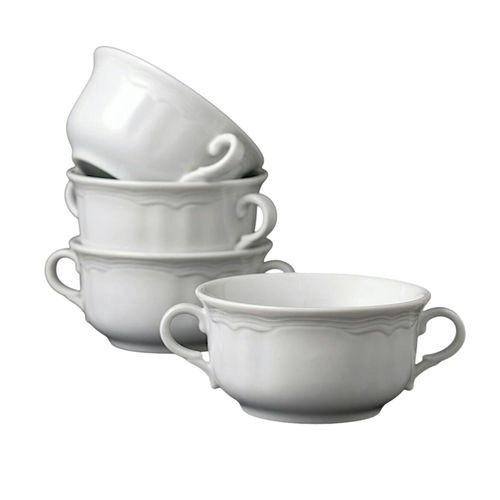 Bol à Soupe Avec Anses En Porcelaine Blanche (lot De 4) Elda