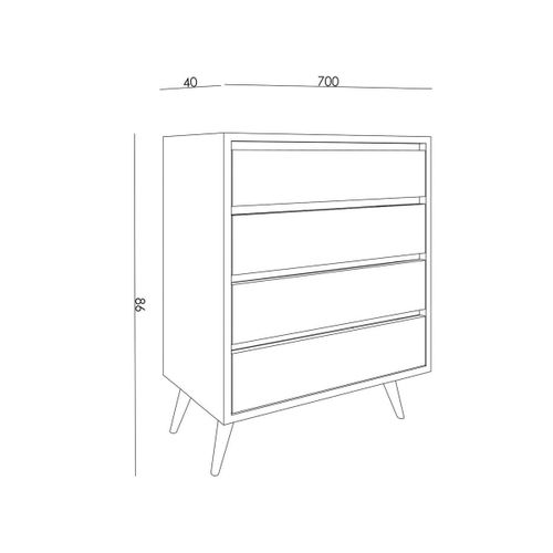 Commode Moderne 4 Tiroirs Effet Marbre, Pieds Noirs Marfa