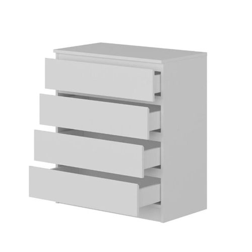 Commode Blanche Moderne 4 Tiroirs, Format Compact Marfa