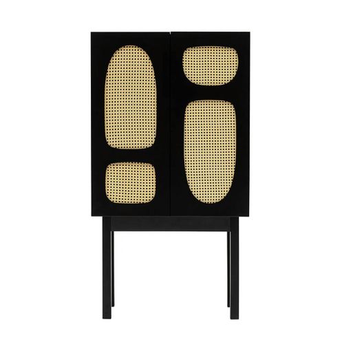 Buffet Haut Noir 2 Portes à Cannage Organique Varen