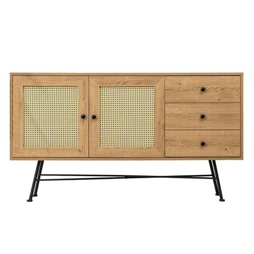 Buffet Bohème Effet Bois, 2 Portes En Cannage Varen