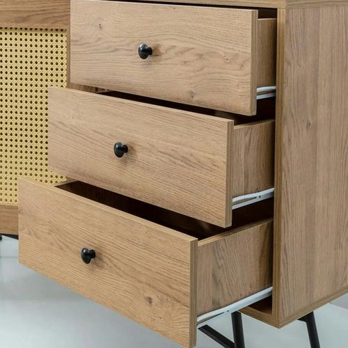 Buffet Bohème Effet Bois, 2 Portes En Cannage Varen