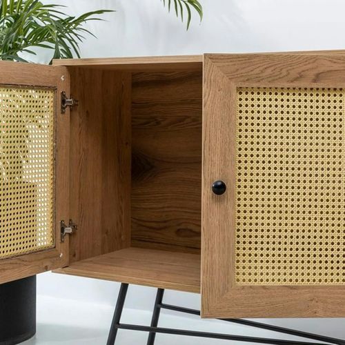 Buffet Bohème Effet Bois, 2 Portes En Cannage Varen