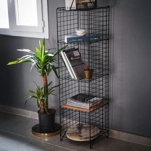 Colonne Industrielle Noire Grillagée, 5 Plateaux Sfax