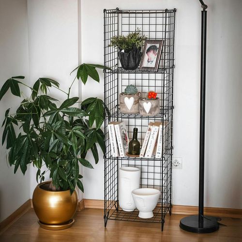 Colonne Industrielle Noire Grillagée, 5 Plateaux Sfax