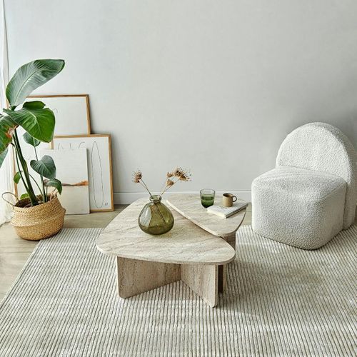Table Basse Effet Travertin, Triangle Organique (x2) Marfa
