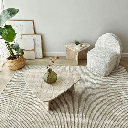 Table Basse Effet Travertin, Triangle Organique (x2) Marfa