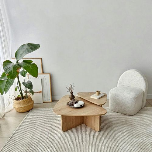 Table Basse Gigogne Effet Bois, Triangle Organique (x2) Marfa