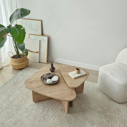 Table Basse Gigogne Effet Bois, Triangle Organique (x2) Marfa