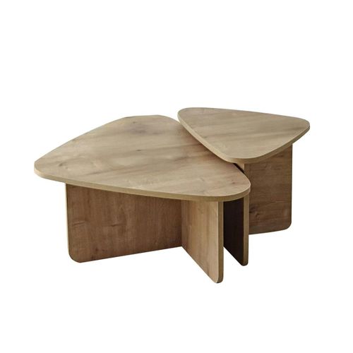 Table Basse Gigogne Effet Bois, Triangle Organique (x2) Marfa