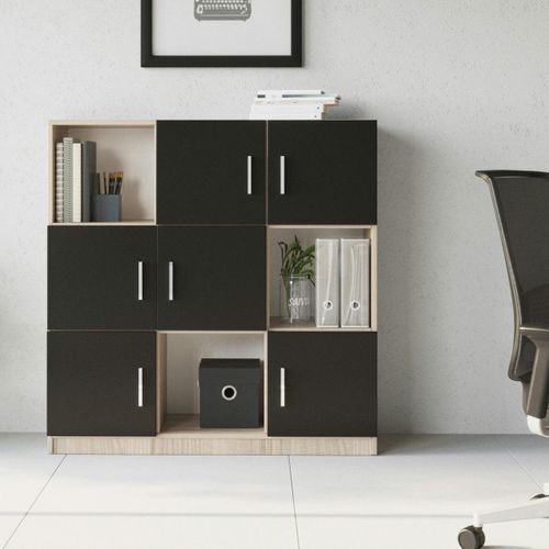 Bibliothèque Design Damier 6 Rangements Noirs Marfa