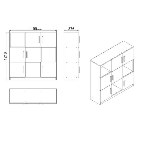 Bibliothèque Blanche Design Damier 9 Rangements Marfa