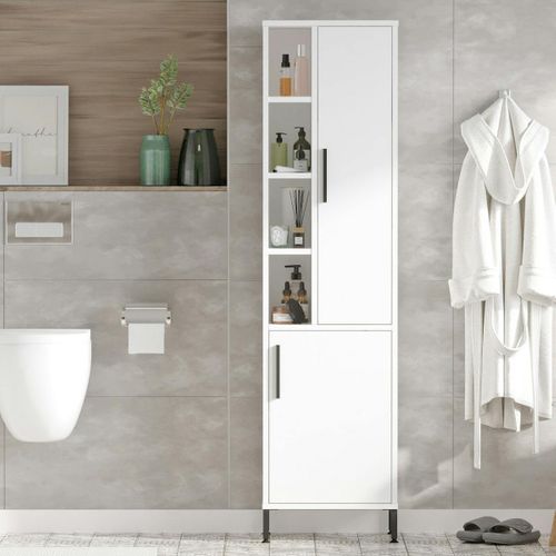 Colonne Salle De Bains Blanche 2 Portes 4 Niches Jena