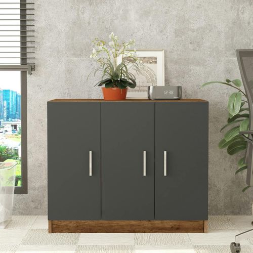 Meuble De Rangement Bureau 3 Portes Anthracite Marfa