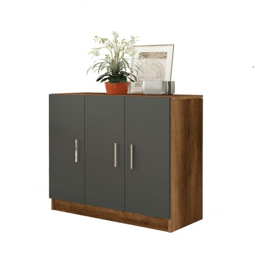 Meuble De Rangement Bureau 3 Portes Anthracite Marfa
