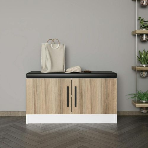 Banc D’entrée Avec Rangement 2 Portes Décor Bois Marfa