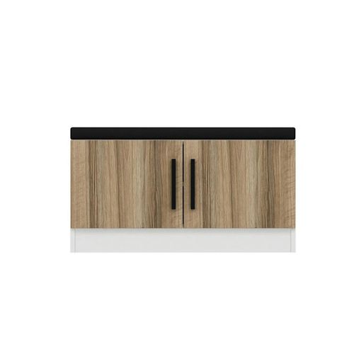 Banc D’entrée Avec Rangement 2 Portes Décor Bois Marfa