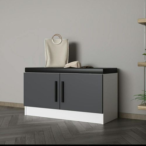 Banc D’entrée Avec Rangement Chaussures 2 Portes Grises Marfa