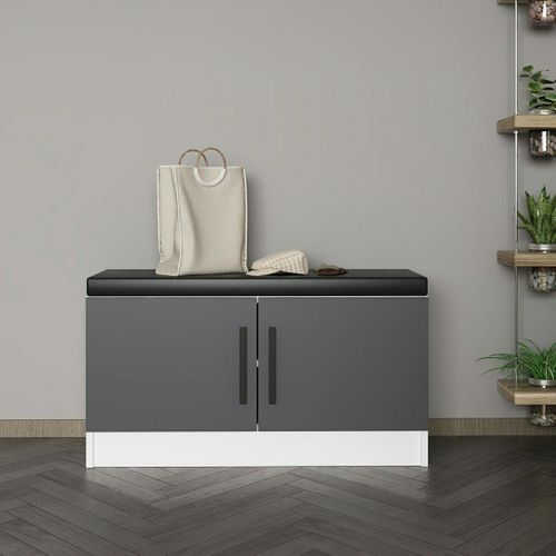 Banc D’entrée Avec Rangement Chaussures 2 Portes Grises Marfa