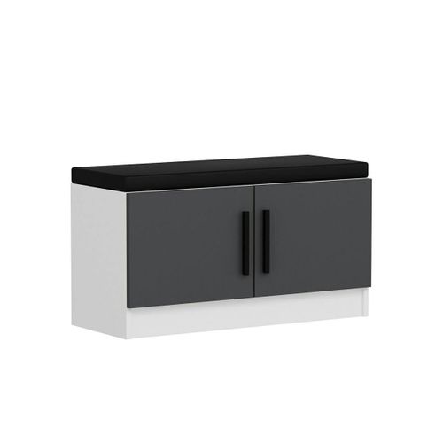 Banc D’entrée Avec Rangement Chaussures 2 Portes Grises Marfa