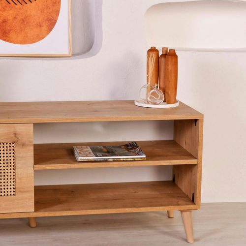 Meuble TV Cannage 1 Espace Rangement 2 Niches Marfa