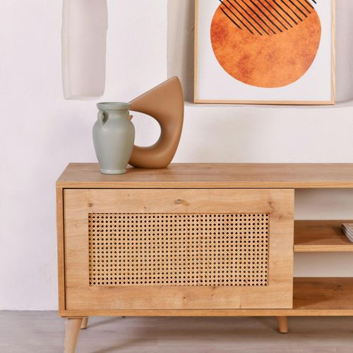 Meuble TV Cannage 1 Espace Rangement 2 Niches Marfa