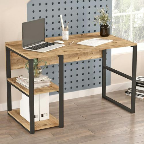 Bureau Moderne Décor Bois Avec 2 Niches Rangement Jena