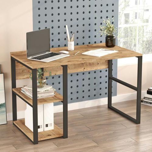 Bureau Moderne Décor Bois Avec 2 Niches Rangement Jena