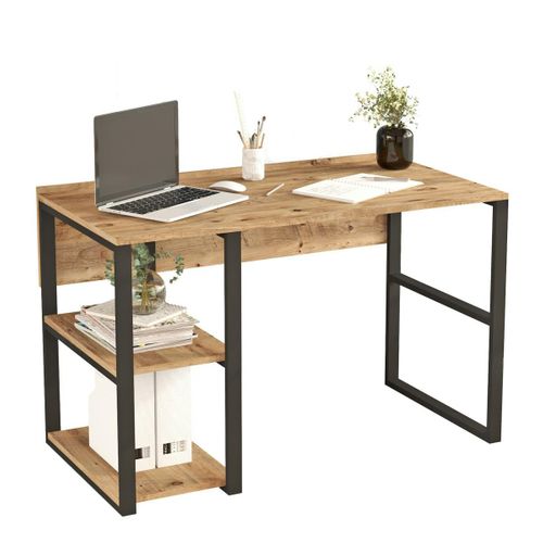 Bureau Moderne Décor Bois Avec 2 Niches Rangement Jena