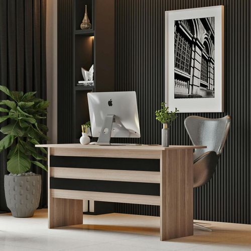 Bureau Moderne Décor Bois à Détail Noir Design Marfa