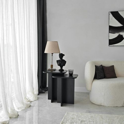 Bout De Canapé Gigogne Noir Bords Arrondis (lot De 2) Marfa