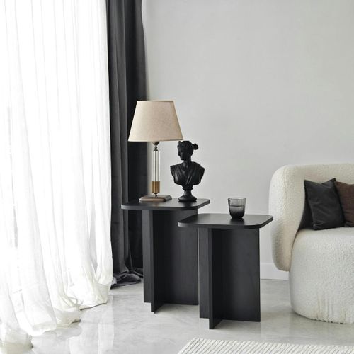 Bout De Canapé Gigogne Noir Bords Arrondis (lot De 2) Marfa