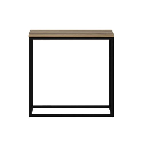 Table D'appoint Carrée Décor Bois Noyer Structure Métal Jena