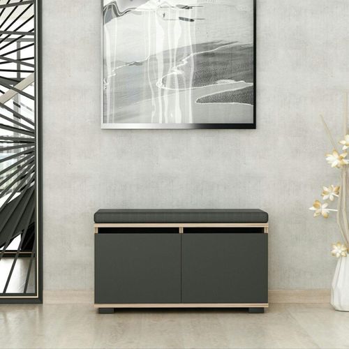 Banc à Chaussures 2 Portes Anthracites Et Assise Marfa