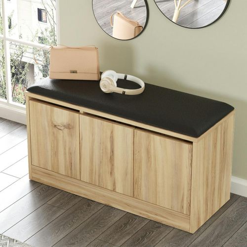 Banc à Chaussures Avec Assise 3 Portes Décor Bois Clair Marfa