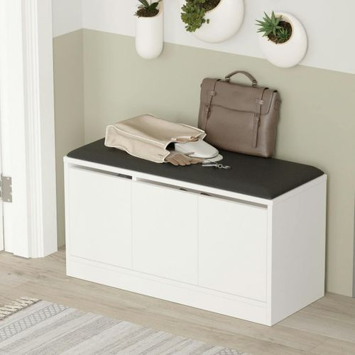 Banc à Chaussures Blanc 3 Portes De Rangement Marfa