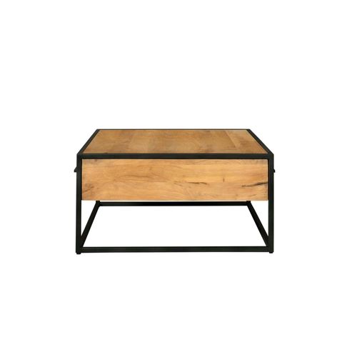 Table Basse Carrée En Bois Clair 4 Tiroirs Rivano