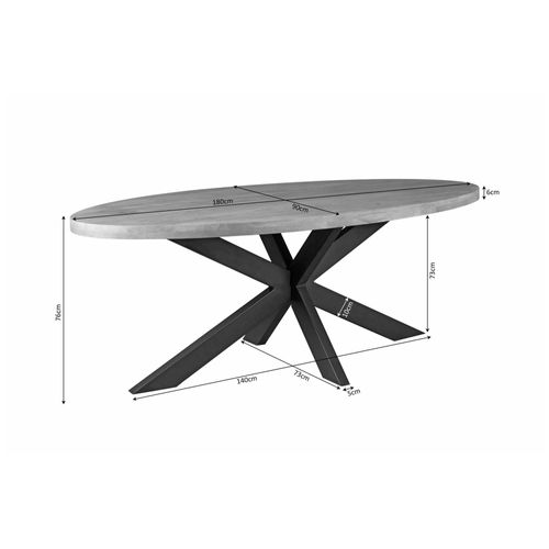 Table à Manger Ovale En Bois Clair 180 Cm Rivano