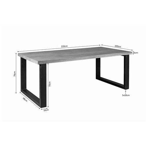 Table à Manger Bois Clair Pied En U 220 Cm Rivano