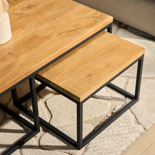 Table De Salon Gigogne En Bois Clair (lot De 3) Rivano
